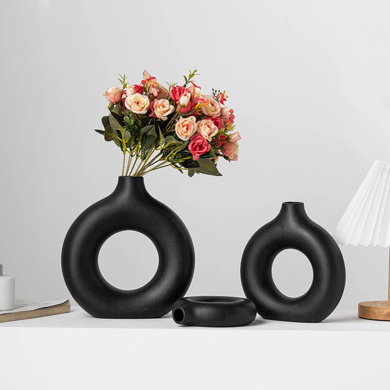 White Decorative Nordic Design Vase with Central Sculptural Hole