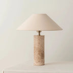 ISORA textured stone-look table lamp with a fabric shade — alternate product view 3