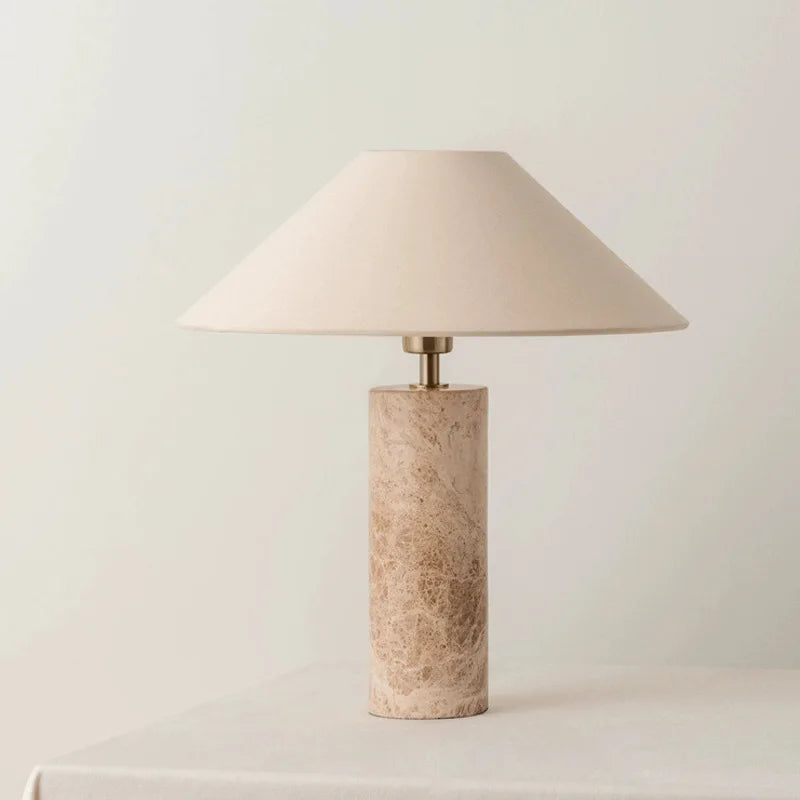 ISORA textured stone-look table lamp with a fabric shade — alternate product view 3