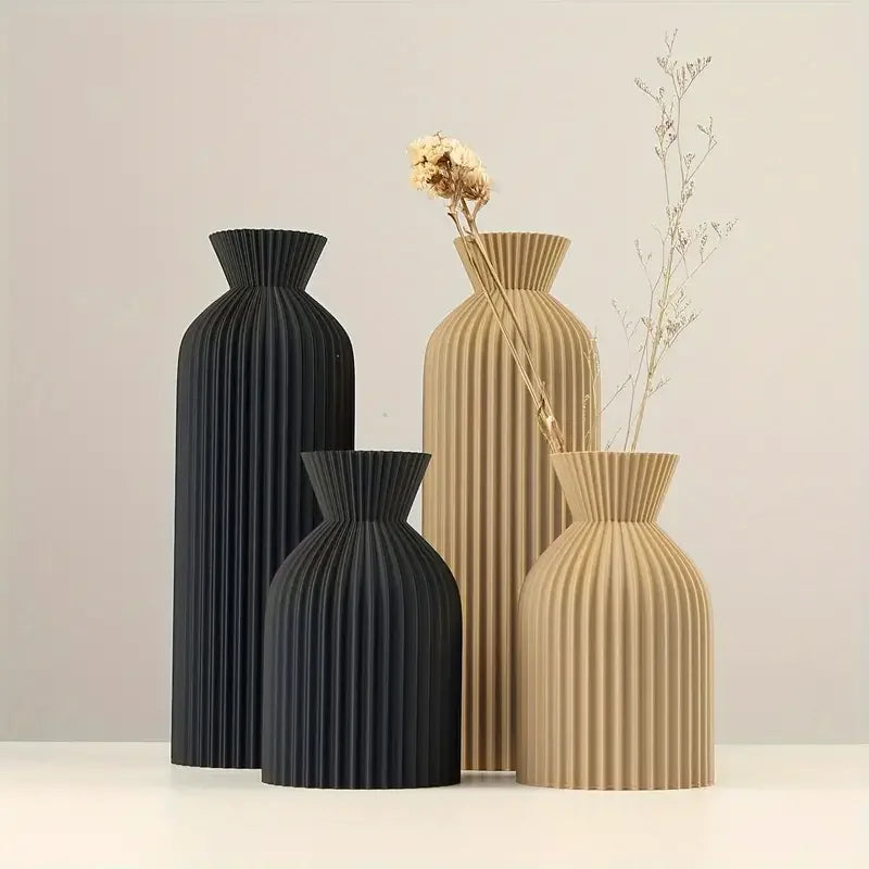 Fluted Decorative Vase Matte Finish Modern Minimalist Design