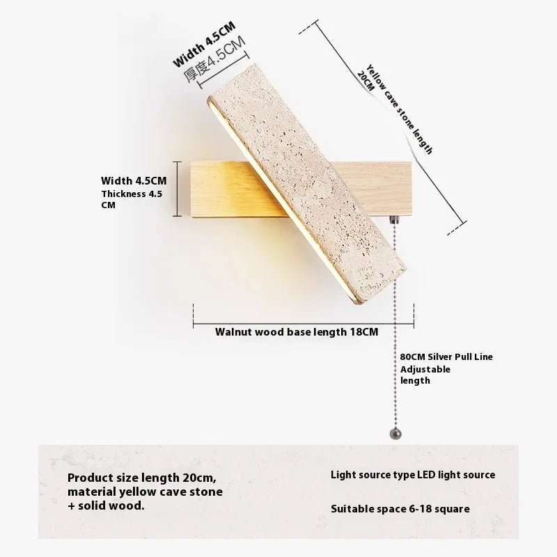 Lampada Parete Travertino Naturale LED - Design Giapponese Wabi-Sabi