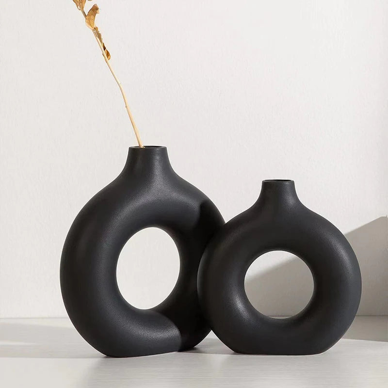 White Decorative Nordic Design Vase with Central Sculptural Hole