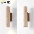 Lampada da Parete Cilindrica in Pietra Travertino - Design Moderno LED