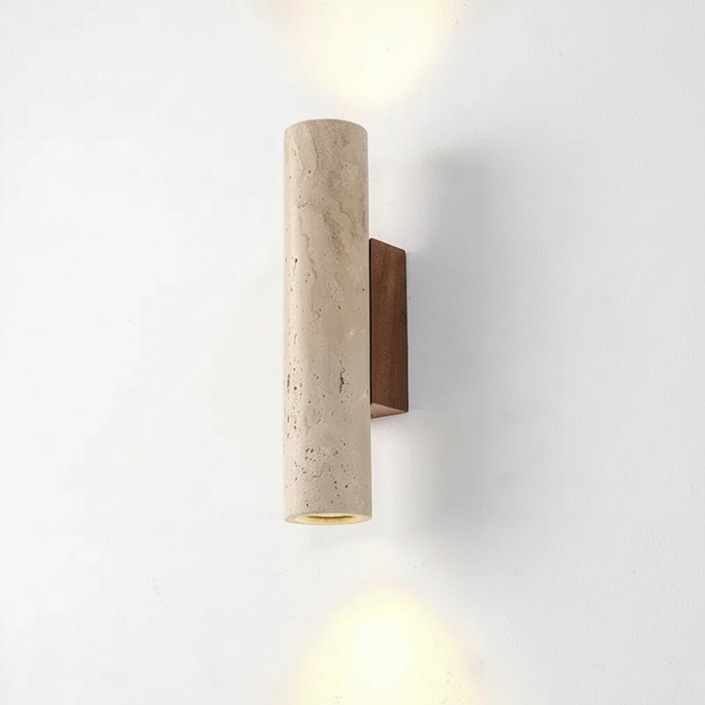 Lampada da Parete Cilindrica in Pietra Travertino - Design Moderno LED