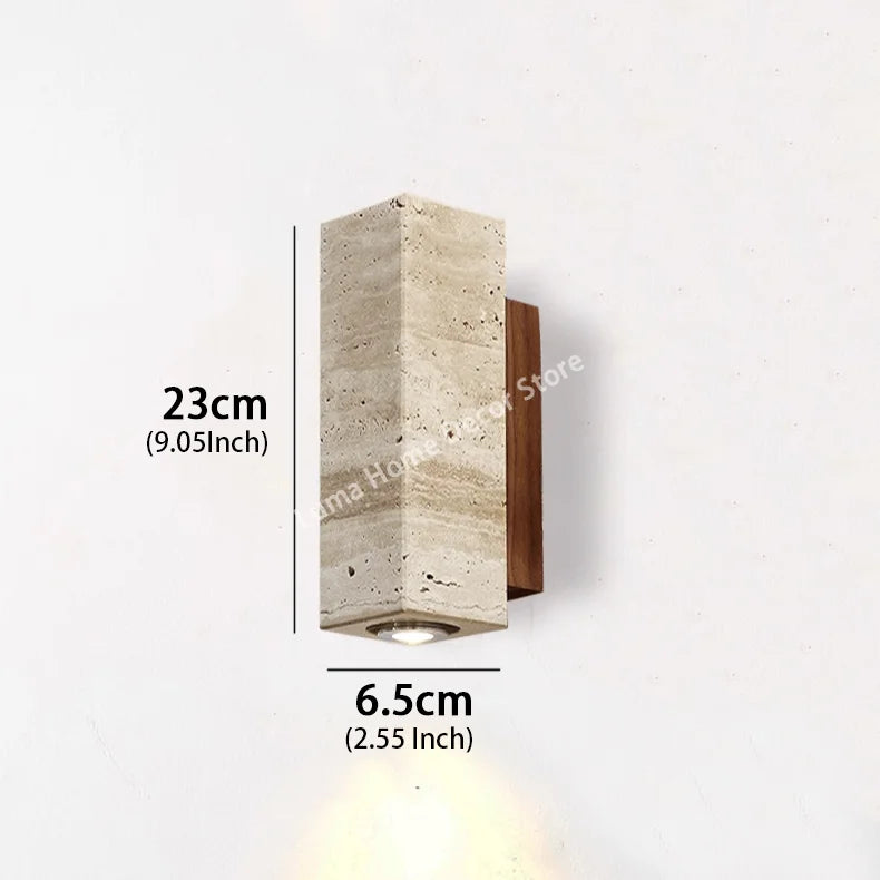 Lampada da Parete Cilindrica in Pietra Travertino - Design Moderno LED