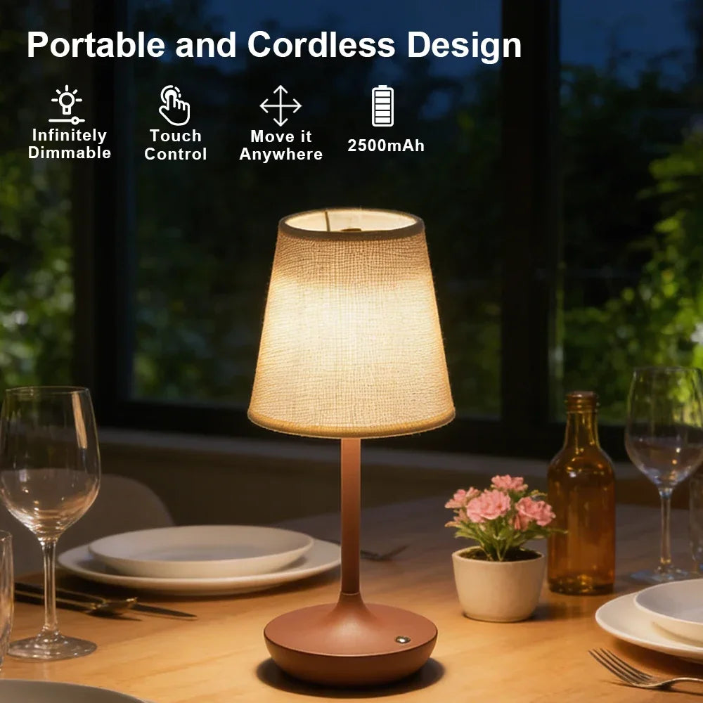 TESSA rechargeable table lamp with a fabric shade — alternate product view 3