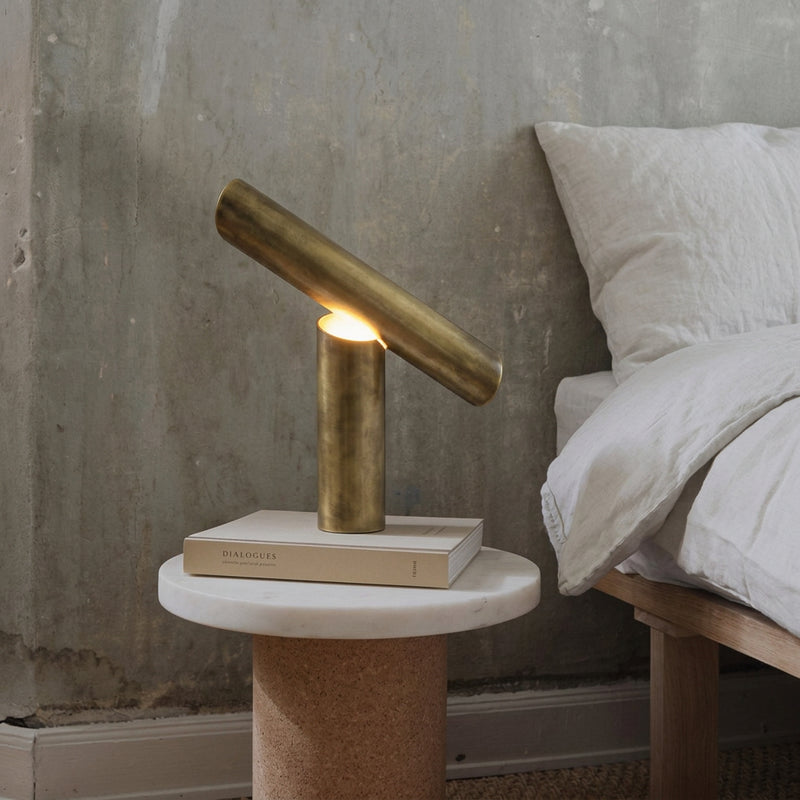 LINEA decorative metal accent lamp with a visible light bulb