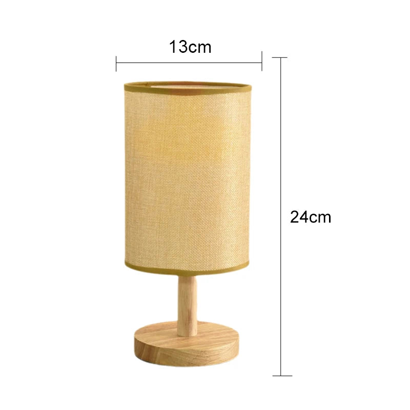 SENNA wood and fabric USB bedside table lamp — alternate product view 7