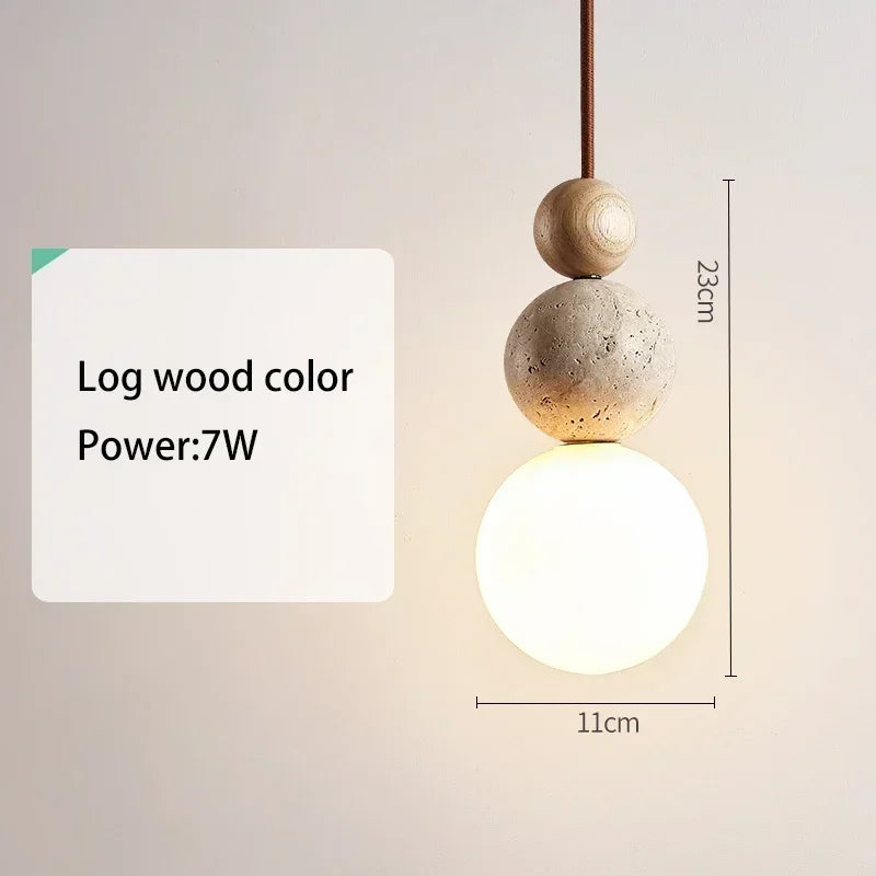 SOLEN Travertine and Wood Pendant Light — additional product view 7