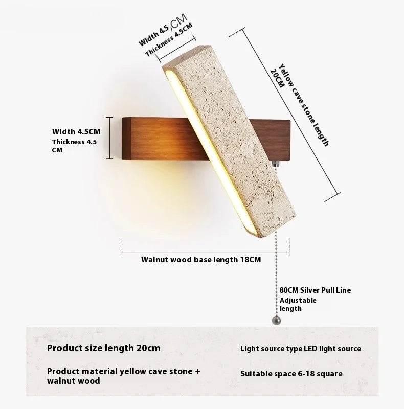 Natural Travertine LED Wall Lamp - Japanese Wabi-Sabi Design