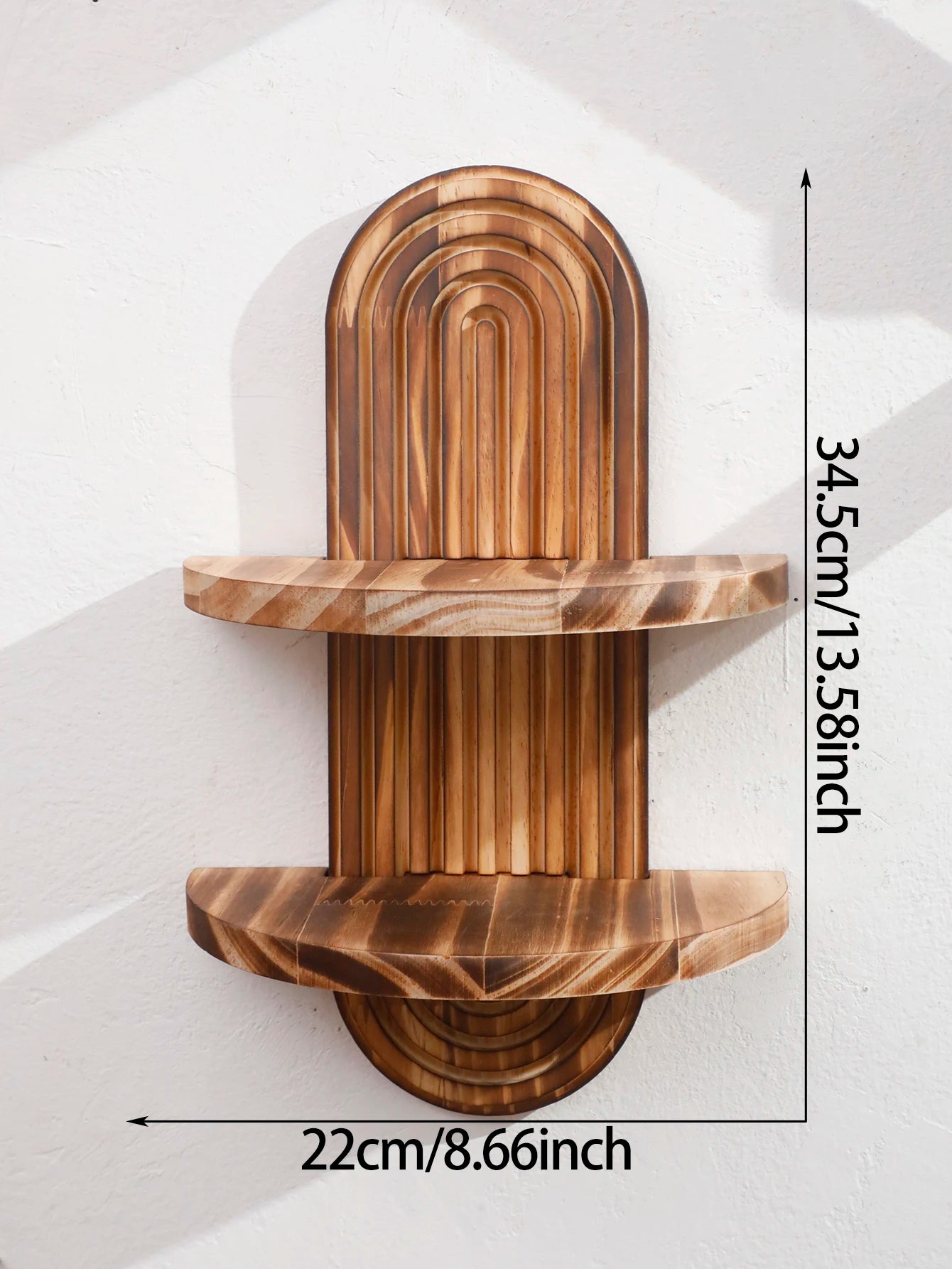 Mensola da Parete in Legno Naturale Design Geometrico Boho