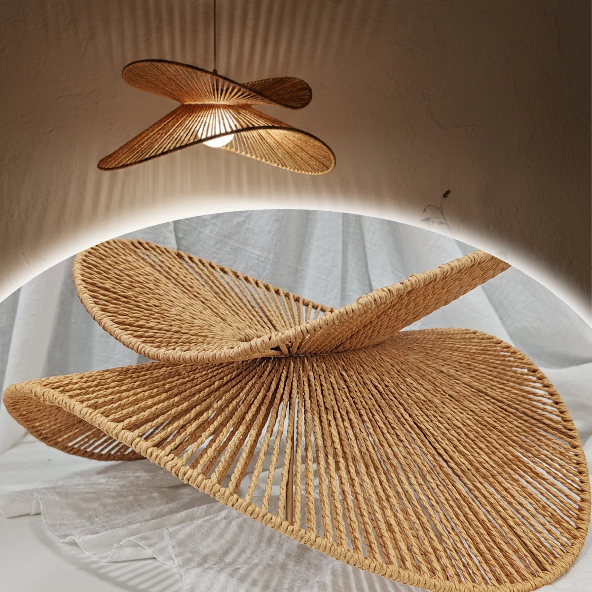 NOMA Woven Rattan Flower Lampshade — additional product view 2