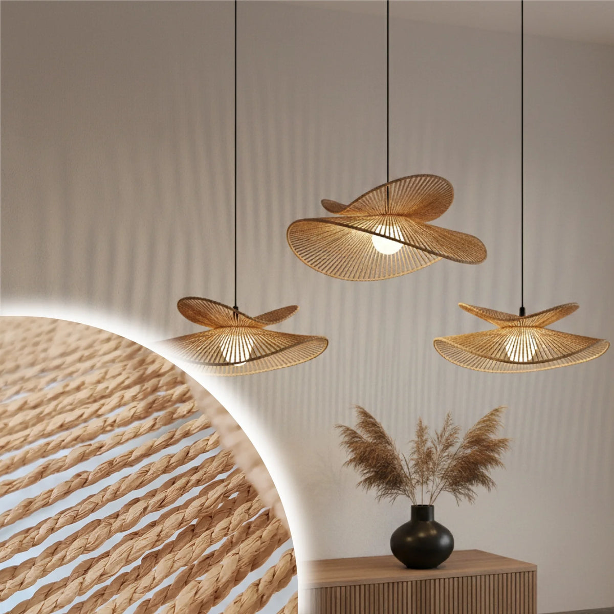 NOMA Woven Rattan Flower Lampshade — additional product view 3