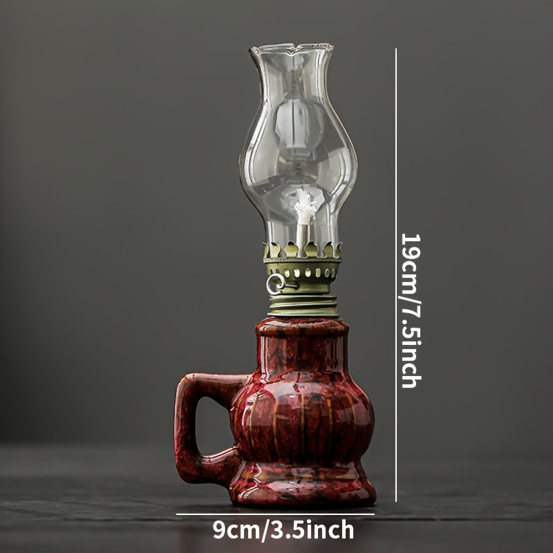 Lampada ad Olio Ceramica LILIUM - Design Vintage con Stoppino Regolabile per Casa e Giardino