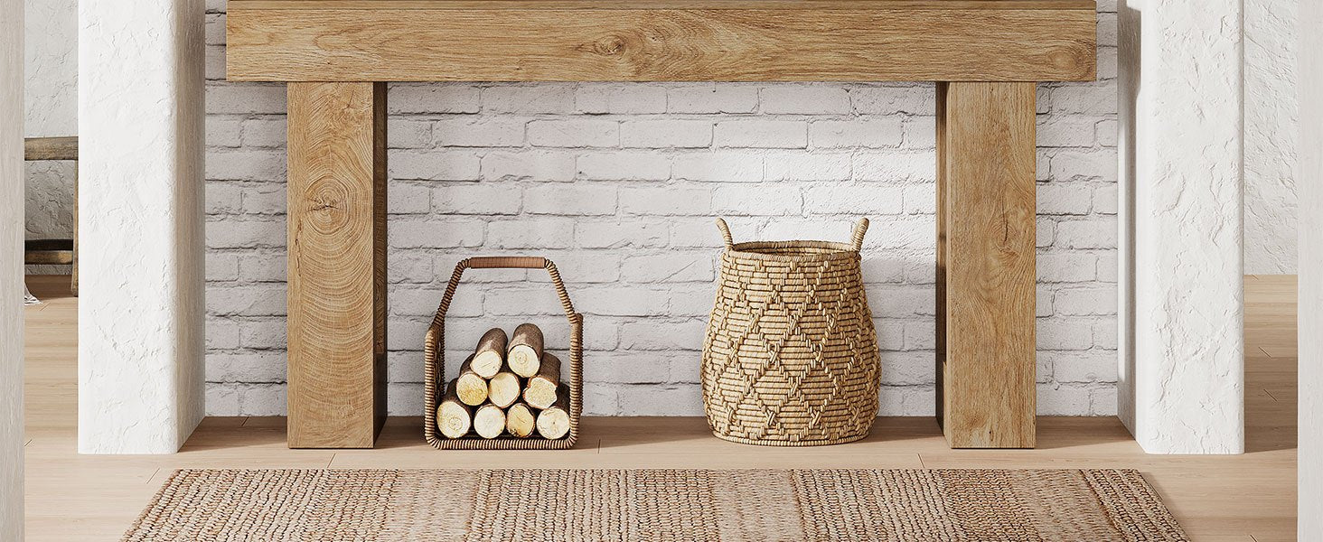 Console Legno Naturale 160cm - Tavolo Ingresso Design Contemporaneo Rovere Chiaro