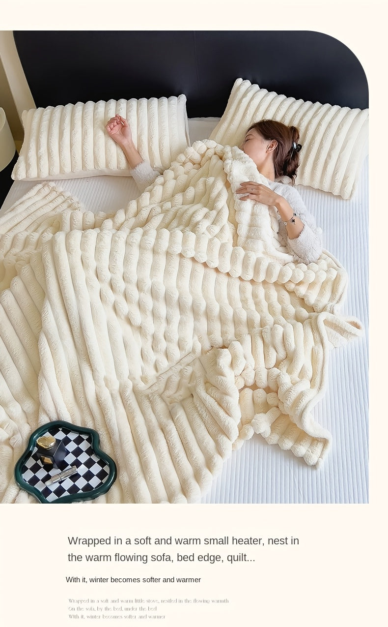 Plaid Effetto Pelliccia Coniglio Ultra Morbido Texturizzato