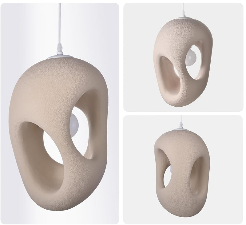 Sculptural Beige Pendant Lamp | Nordic Japanese Soft Light E27