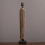 Scultura Tribale Africana di 36,5 cm Resina Effetto Legno Intagliato a Mano