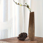 Vaso in Legno Rettangolare 29.5cm Stile Morandi - Design Minimalista Nordico Beige Naturale - Vaso Decorativo da Tavolo per Fiori Secchi e Rami