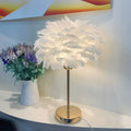 Lampada da Tavolo Effetto Piume Bianche 3 Tonalità Luce USB