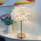 Lampada da Tavolo Effetto Piume Bianche 3 Tonalità Luce USB