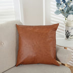 Copricuscino Ecopelle Marrone Cognac Effetto Vintage con Zip