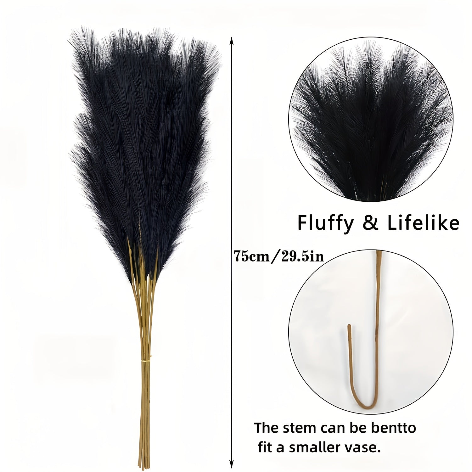 Pampas Grass Artificiale 75cm Decorazione Boho 8 Steli