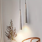 Plafoniera Wabi-Sabi Legno Chiaro Cemento Effetto Pietra E27