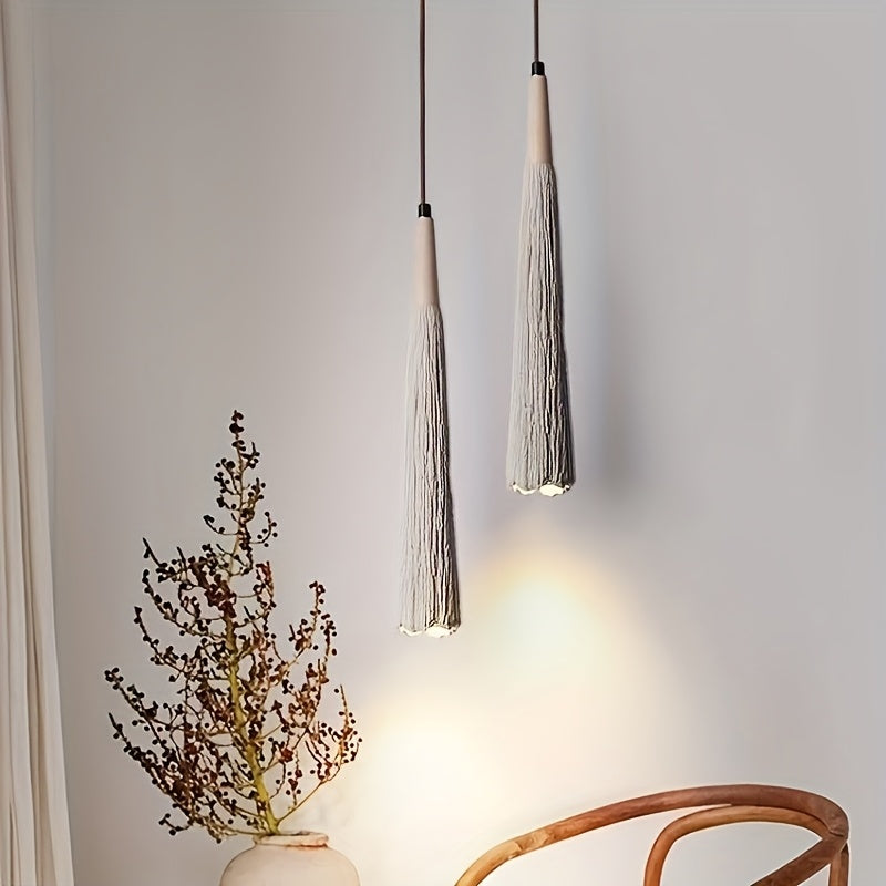 Plafoniera Wabi-Sabi Legno Chiaro Cemento Effetto Pietra E27