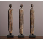 Scultura Tribale Africana di 36,5 cm Resina Effetto Legno Intagliato a Mano
