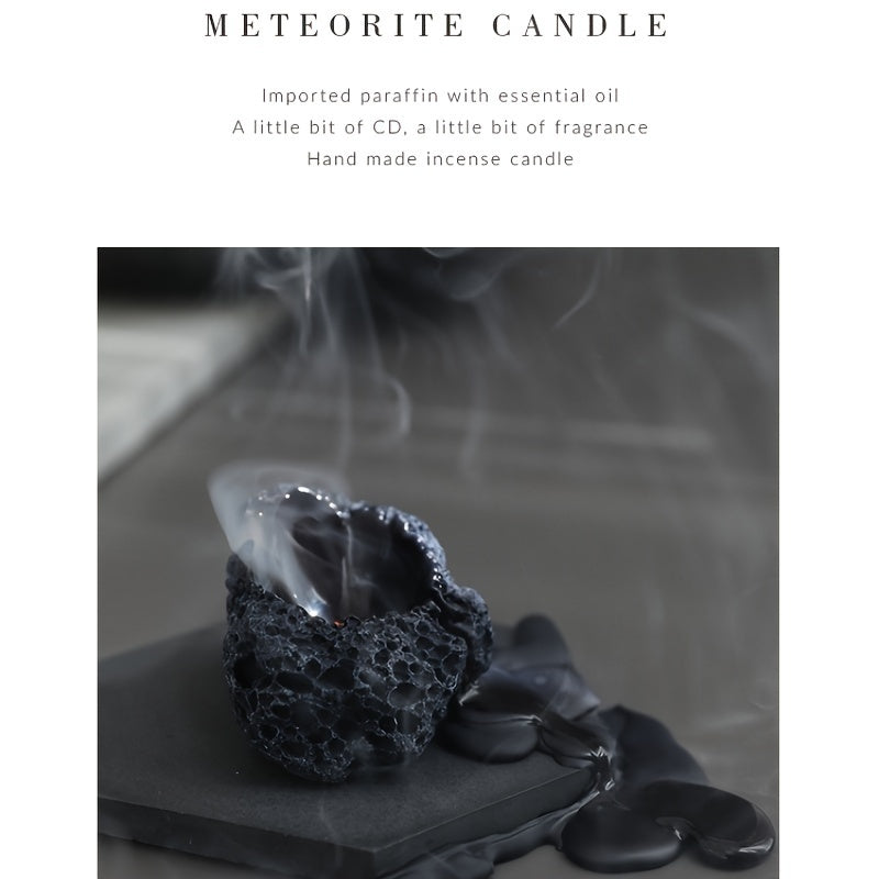 Set of 3 ASTRUM Meteorite Candles - Scented Soy Wax with Volcanic Stone Effect Containers