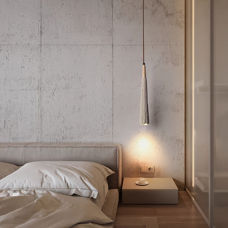 Plafoniera Wabi-Sabi Legno Chiaro Cemento Effetto Pietra E27