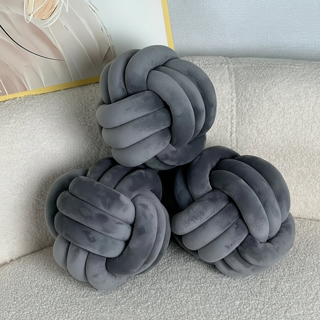 Cuscino Decorativo a Nodo in Velluto - Set 2/3/4 Pezzi - Design Geometrico Minimalista 22x22cm