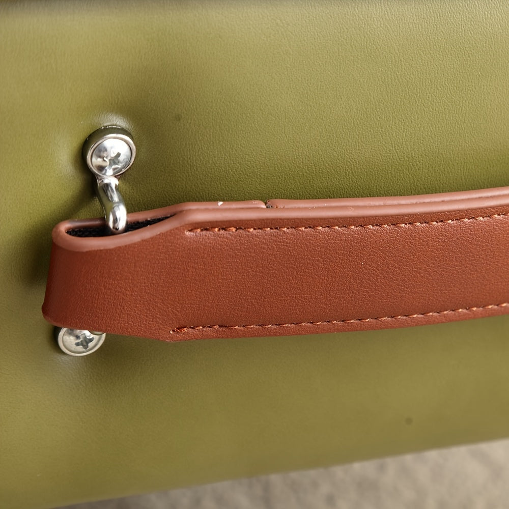 Poggiapiedi Imbottito in Ecopelle - Design Contemporaneo con Struttura in Legno per Soggiorno, Ingresso e Studio