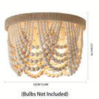 Plafoniera Boho Perle Legno Naturale Semi-Flush E26/E27