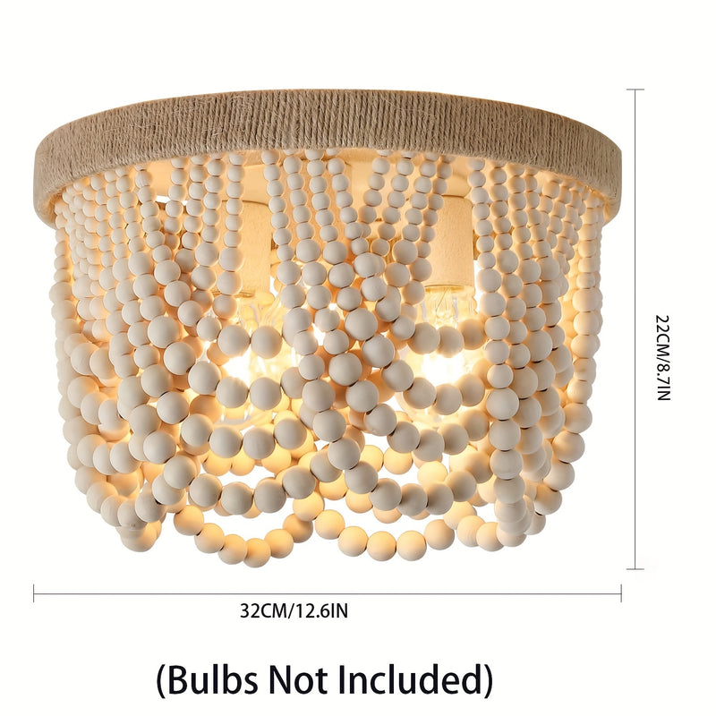 Boho Wood Bead Semi-Flush Mount Ceiling Light E26/E27