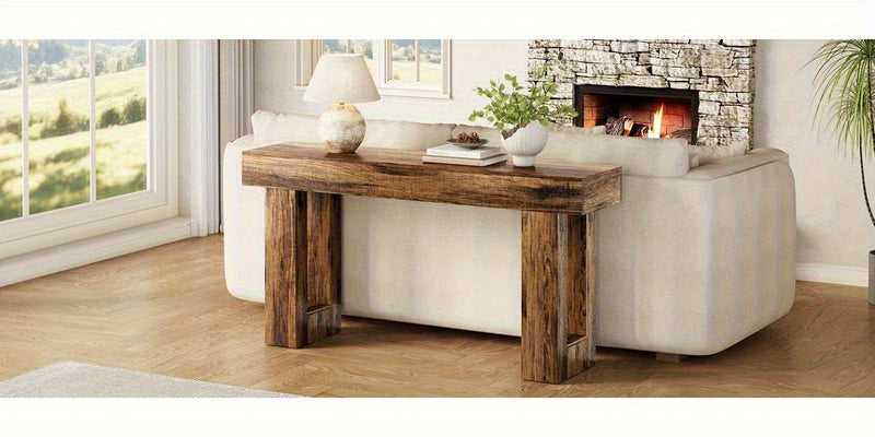 Oak Console Table 160cm - Contemporary Design Natural Brown Entryway Table