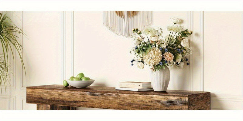 Oak Console Table 160cm - Contemporary Design Natural Brown Entryway Table