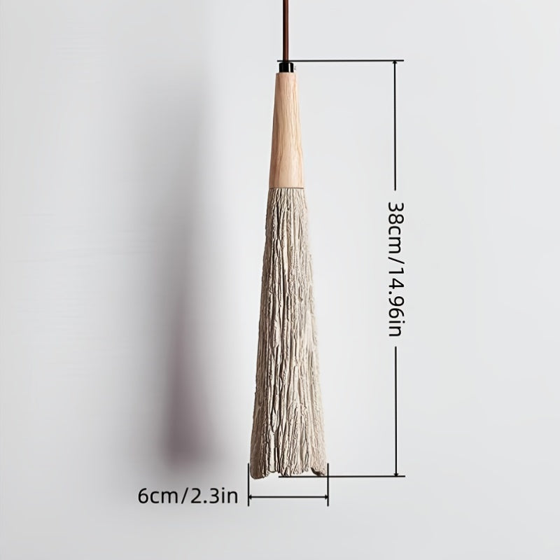Plafoniera Wabi-Sabi Legno Chiaro Cemento Effetto Pietra E27