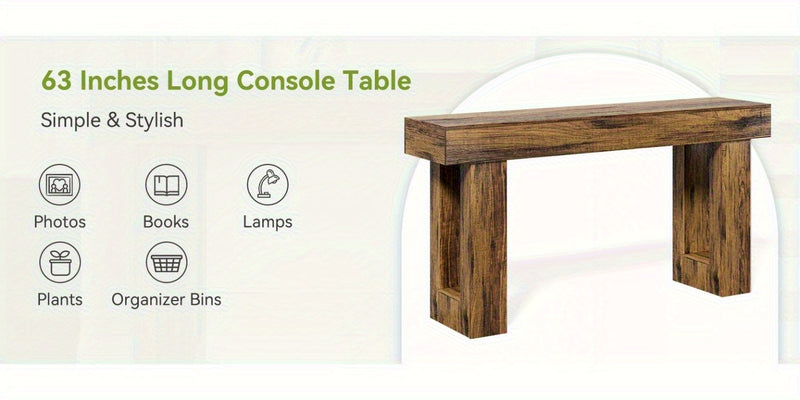 Oak Console Table 160cm - Contemporary Design Natural Brown Entryway Table
