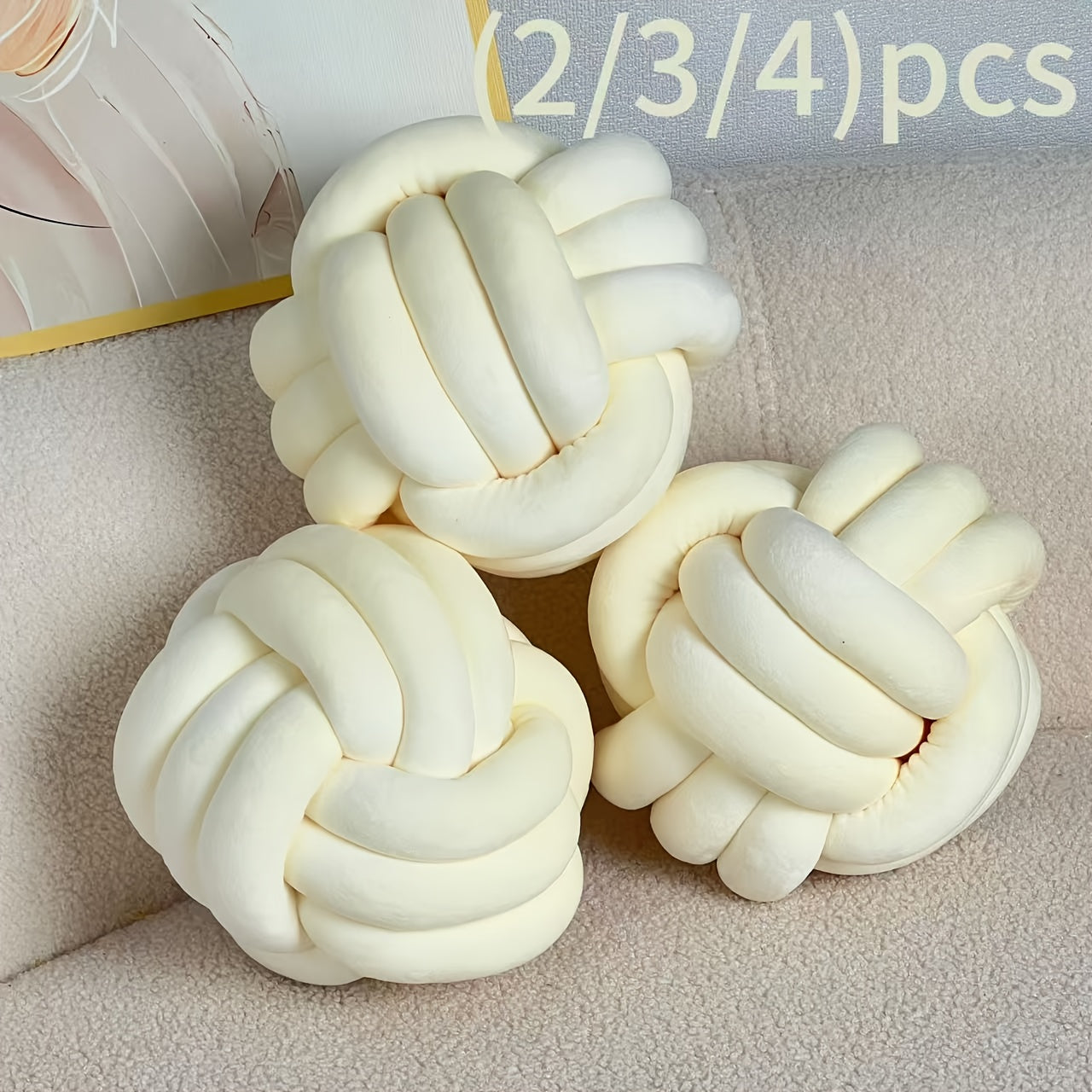 Cuscino Decorativo a Nodo in Velluto - Set 2/3/4 Pezzi - Design Geometrico Minimalista 22x22cm