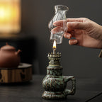 Lampada ad Olio Ceramica LILIUM - Design Vintage con Stoppino Regolabile per Casa e Giardino