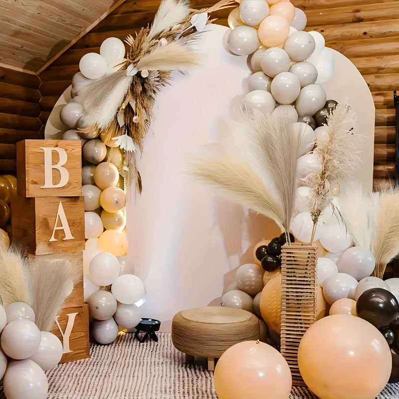 Decorative Pampas Grass Set 6 Pieces - Natural Beige Fluffy Plumes for Vases and Boho Chic Decor