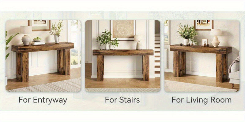 Oak Console Table 160cm - Contemporary Design Natural Brown Entryway Table