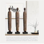 Scultura Tribale Africana di 36,5 cm Resina Effetto Legno Intagliato a Mano