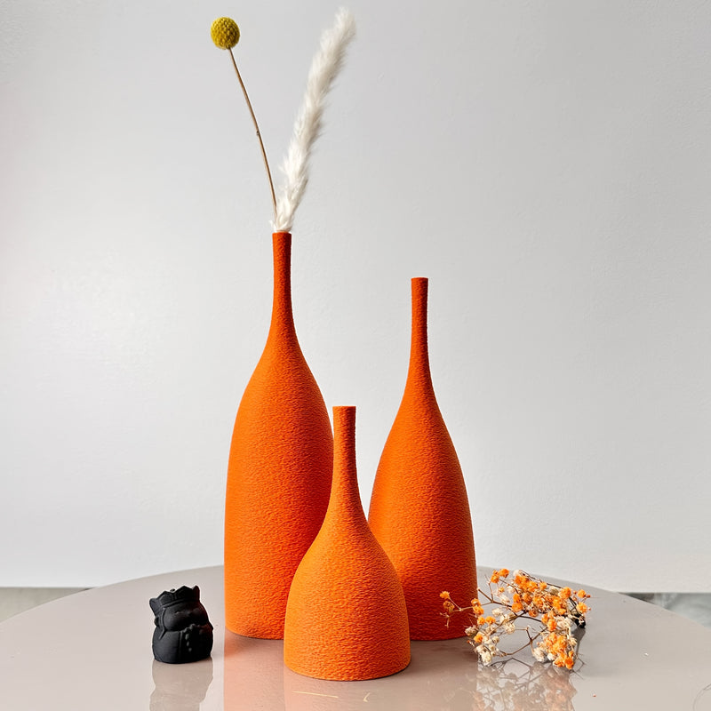 Set of 3 Unbreakable Decorative Vases with Vintage Effect and Artisan Texture | Modern Design Vases for Dried Flowers
