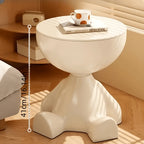 Tavolino Scultoreo Bianco 41cm - Design Moderno con Base Geometrica per Soggiorno e Camera