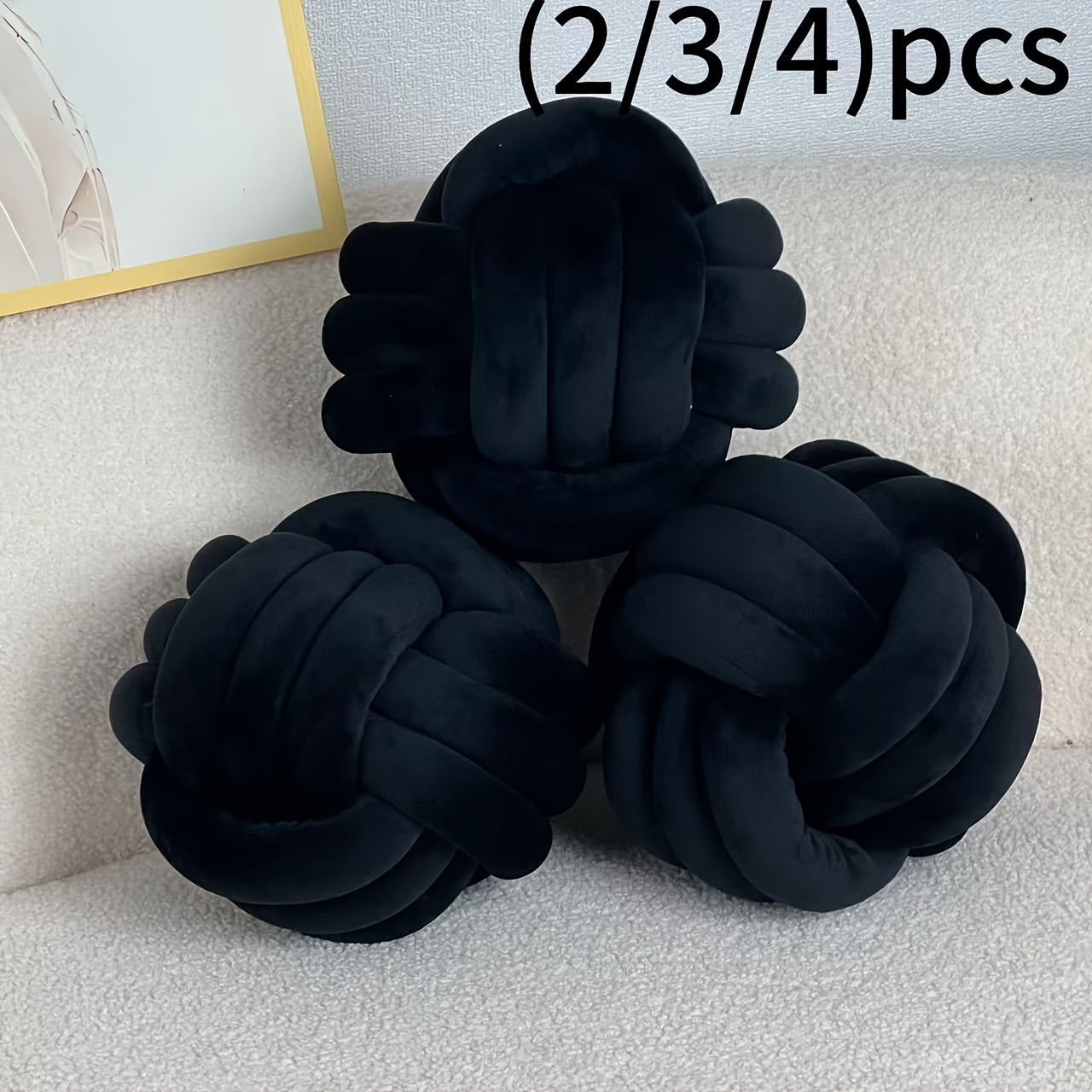 Cuscino Decorativo a Nodo in Velluto - Set 2/3/4 Pezzi - Design Geometrico Minimalista 22x22cm