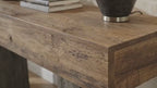 Tavolo Console Rustico 160cm con Doppio Ripiano e Base a U - Legno Massello Effetto Anticato