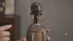 Scultura Tribale Africana di 36,5 cm Resina Effetto Legno Intagliato a Mano